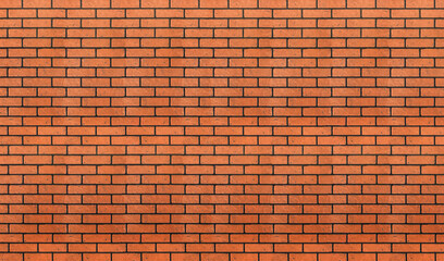 Red color brick wall for brickwork background design.Empty red brick wall textured background