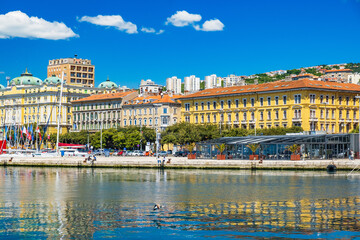 Croatia, beautiful city of Rijeka, seascape and skyline of the city center

