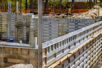 Construction formwork for concrete columns, beams, walls easier with foundation of the house