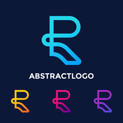 R Letter Unique Minimal Creative Style business logo Design Template Vector Icon.
