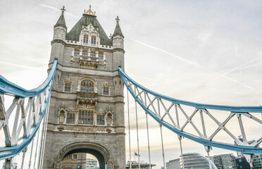 Fototapeta na wymiar London tourist attraction of Tower bridge under sky, London, United Kingdom, UK