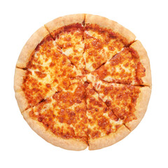 Neapolitan pizza Margherita isolated on white background.