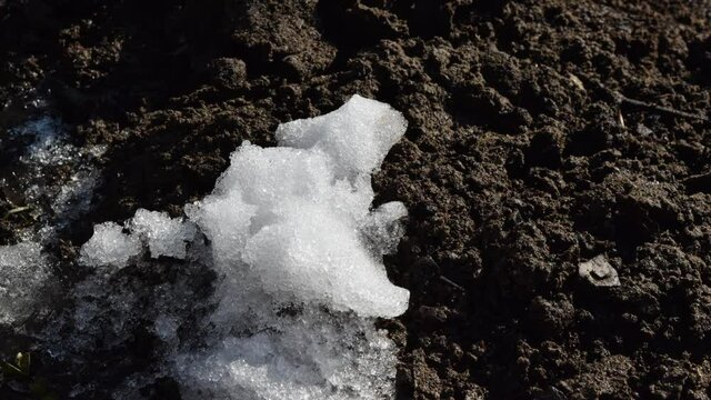 Snow melting down as the sun is shining
