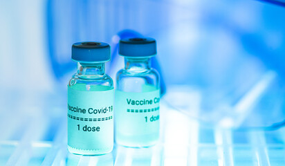 Vaccine coronavirus(Covid-19) bottles for testing in laboratory