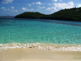 a tropical beach with turquoise water on St. John, US Virgin Islands