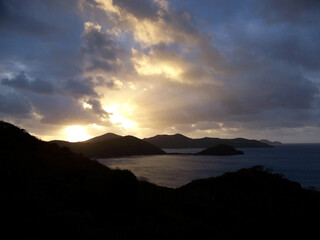 Obraz premium sunset over the sea at Coral Bay, St. John, US Virgin Islands