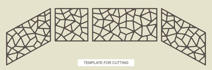 Stair railings - square, rectangular and diagonal (top to bottom). Gate or fence with modern abstract geometric line pattern. Vector template for laser  plotter cutting metal, wood, plywood (cnc).
