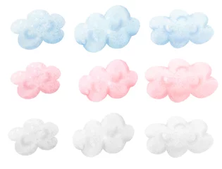 Foto op Canvas Watercolor baby clouds . Baby print or poster. Hand drawn cute illustration Contemporary art. © Alina