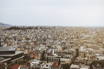 Fototapeta premium aerial view of athens taken from the top of hill
