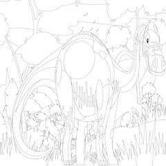 Outline Dinosaur  Illustration Suitable For Any Of Graphic Design Project Such As Coloring Book And Education