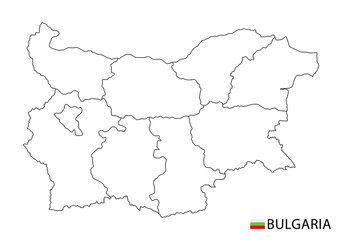 Bulgaria map, black and white detailed outline regions of the country. Vector illustration