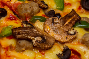 Macro shots pizza topping close-up