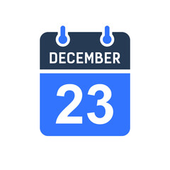 December 23 Calendar Date Icon, Event Date Icon, Calendar Date, Icon Design Vector Graphic