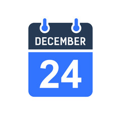 December 24 Calendar Date Icon, Event Date Icon, Calendar Date, Icon Design Vector Graphic