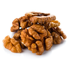Walnut kernels isolated on a white background.