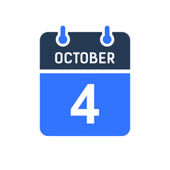 October 4 Calendar Date Icon, Event Date Icon, Calendar Date, Icon Design Vector Graphic