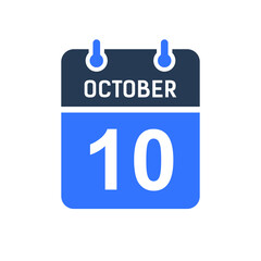 October 10 Calendar Date Icon, Event Date Icon, Calendar Date, Icon Design Vector Graphic