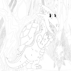 Outline Dinosaur  Illustration Suitable For Any Of Graphic Design Project Such As Coloring Book And Education
