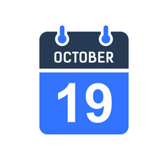 October 19 Calendar Date Icon, Event Date Icon, Calendar Date, Icon Design Vector Graphic