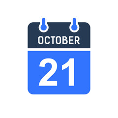 October 21 Calendar Date Icon, Event Date Icon, Calendar Date, Icon Design Vector Graphic