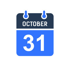 October 31 Calendar Date Icon, Event Date Icon, Calendar Date, Icon Design Vector Graphic
