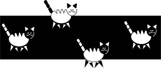 black border with the image of white cats