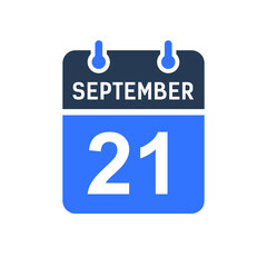 September 21 Calendar Date Icon, Event Date Icon, Calendar Date, Icon Design Vector Graphic