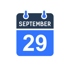 September 29 Calendar Date Icon, Event Date Icon, Calendar Date, Icon Design Vector Graphic