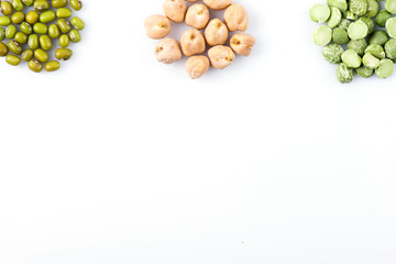 peanut close-up. lentils close up. chickpeas close up.
