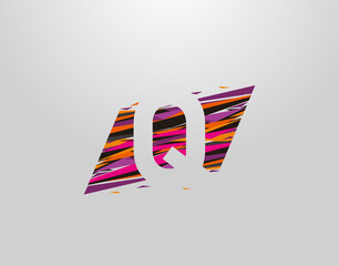 Q Letter Logo. Creative Modern Abstract Geometric Initial Q Design, made of various colorful pop art strips shapes