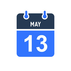 May 13 Calendar Date Icon, Event Date Icon, Calendar Date, Icon Design Vector Graphic