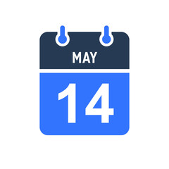 May 14 Calendar Date Icon, Event Date Icon, Calendar Date, Icon Design Vector Graphic