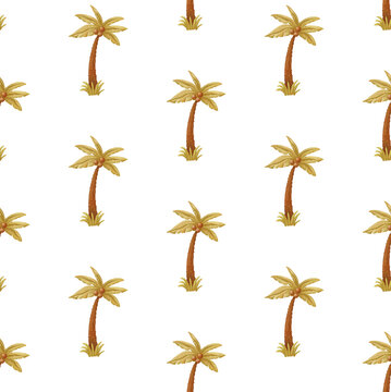 Watercolor palm tree pattern. Baby print or poster. Hand drawn cute illustration Contemporary art.