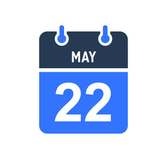 May 22 Calendar Date Icon, Event Date Icon, Calendar Date, Icon Design Vector Graphic