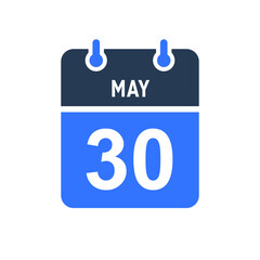 May 30 Calendar Date Icon, Event Date Icon, Calendar Date, Icon Design Vector Graphic