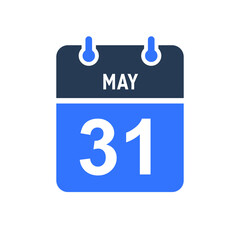 May 31 Calendar Date Icon, Event Date Icon, Calendar Date, Icon Design Vector Graphic