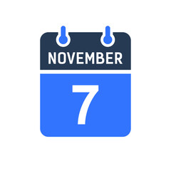 November 7 Calendar Date Icon, Event Date Icon, Calendar Date, Icon Design Vector Graphic