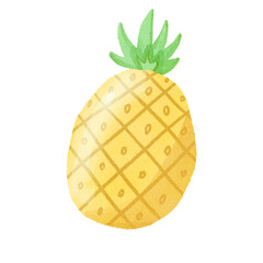 Hand drawn watercolor pineapple isolated on white background