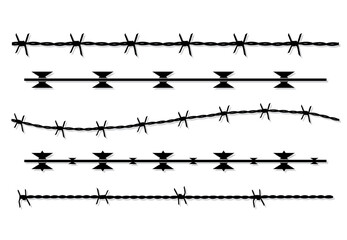 Barbed wire vector seamless pattern on white background