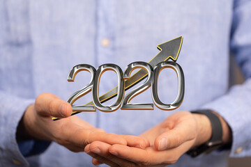 business year 2020 up goals and  success illustration