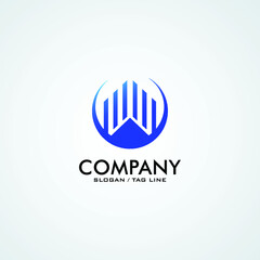 company logo design, capital, building  logo vector blue color