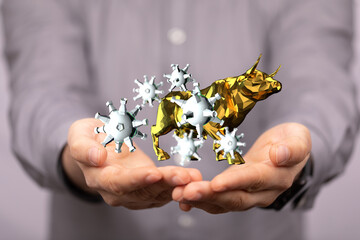 Financial stock graph has down from virus corona outbreak..