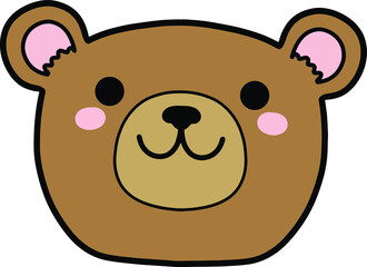 Bear face kawaii animal cartoon vector illustration 