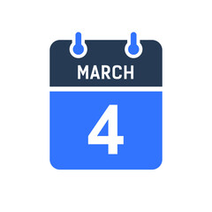 March 4 Calendar Date Icon, Event Date Icon, Calendar Date, Icon Design Vector Graphic