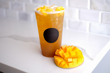 mango ice tea. drink and refreshment.