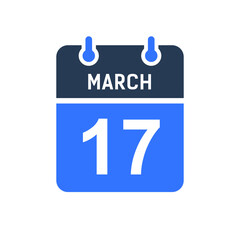 March 17 Calendar Date Icon, Event Date Icon, Calendar Date, Icon Design Vector Graphic