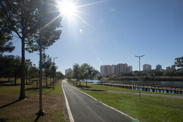 sunny day in the ecological park of indaiatuba, Sao Paulo, Brazil