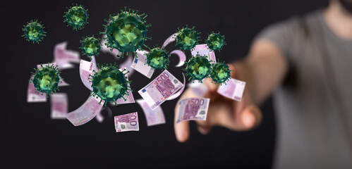 Financial stock graph has down from virus corona outbreak..