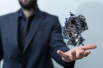 Abstract of germany map network, internet and global connection concept, Wire Frame 3D