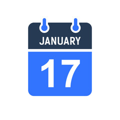 January 17 Calendar Date Icon, Event Date Icon, Calendar Date, Icon Design Vector Graphic